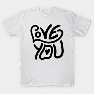 Love You Lettering Black T-Shirt